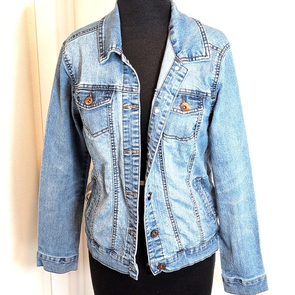 Cavalini Women's Blue Button Collared Jacket With Pockets Size M